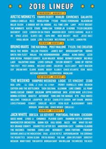 Lineup du Festival Lollapalooza 2018 de Chicago (via hellochicago.fr)