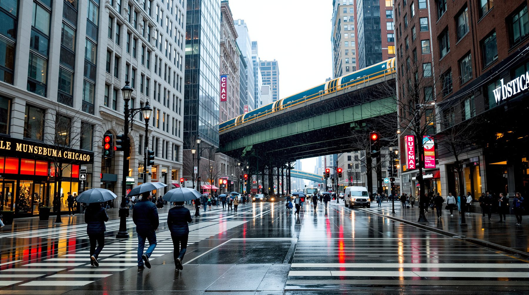 Visiter Chicago quand il pleut : musées, quartiers et plans malins pour sauver la journée - photo éditoriale réaliste sans texte